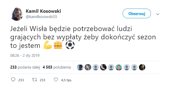 Kosowski wyciąga pomocną dłoń Wiśle Kraków... :D